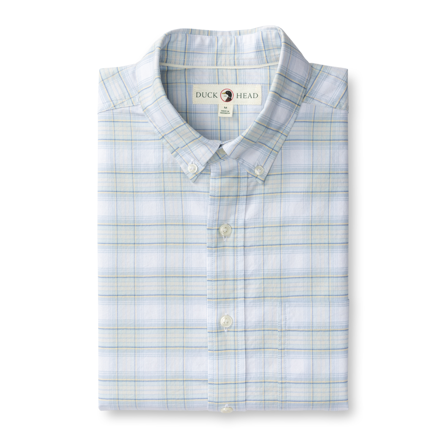 Raney Plaid Cotton Oxford Sport Shirt - Light Blue