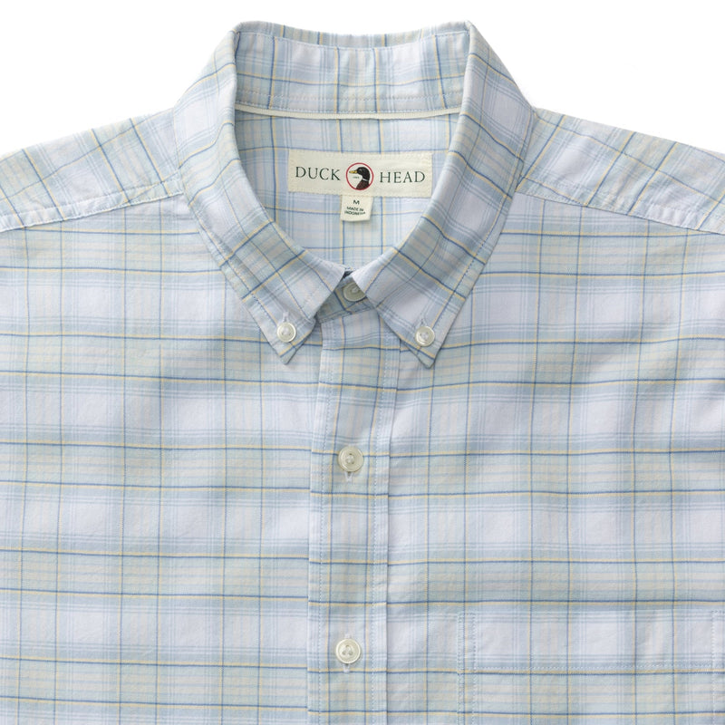 Raney Plaid Cotton Oxford Sport Shirt - Light Blue