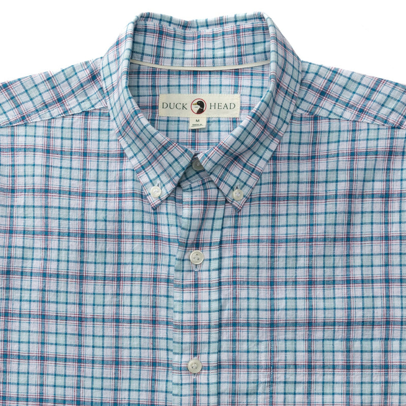 Broome Plaid Linen Cotton Sport Shirt - Pastel Blue