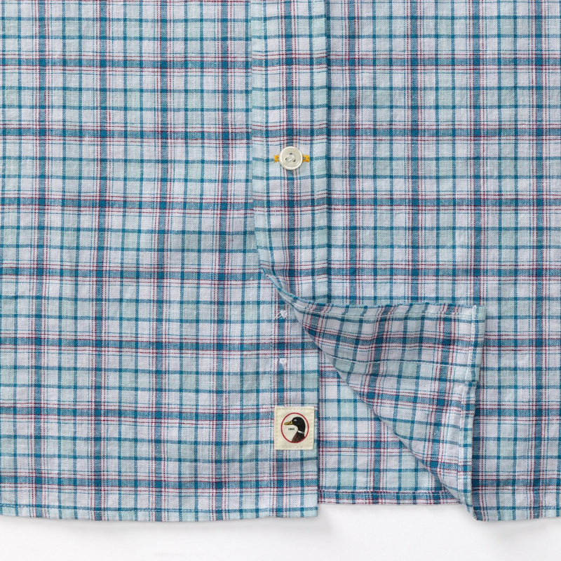 Broome Plaid Linen Cotton Sport Shirt - Pastel Blue