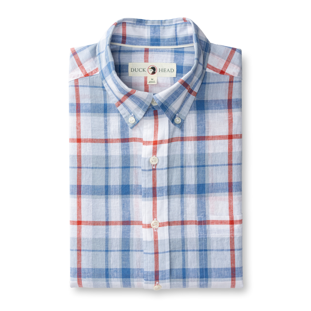 Conner Plaid Linen Cotton Sport Shirt - Light Blue