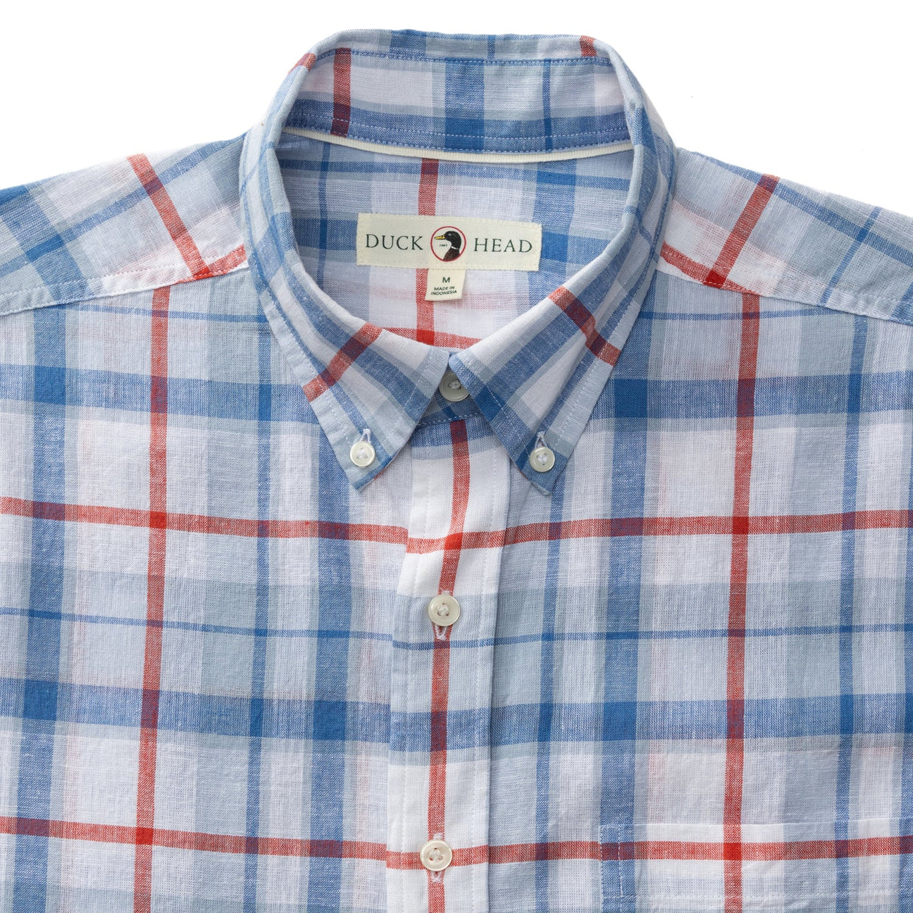 Conner Plaid Linen Cotton Sport Shirt - Light Blue