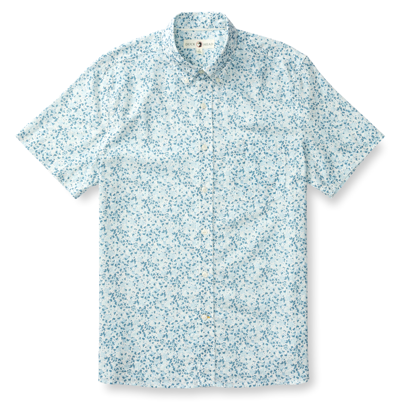 Brookvine Print Short Sleeve Linen Cotton Oxford Sport Shirt - Light Blue