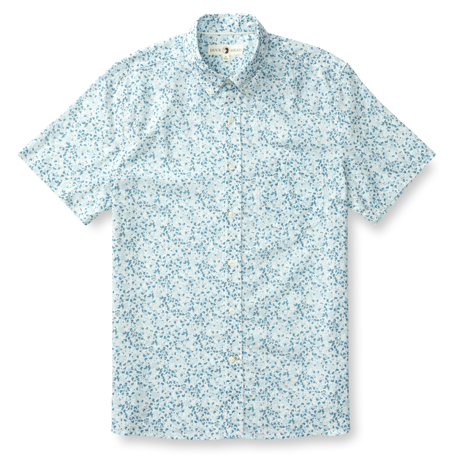 Brookvine Print Short Sleeve Linen Cotton Oxford Sport Shirt - Light Blue