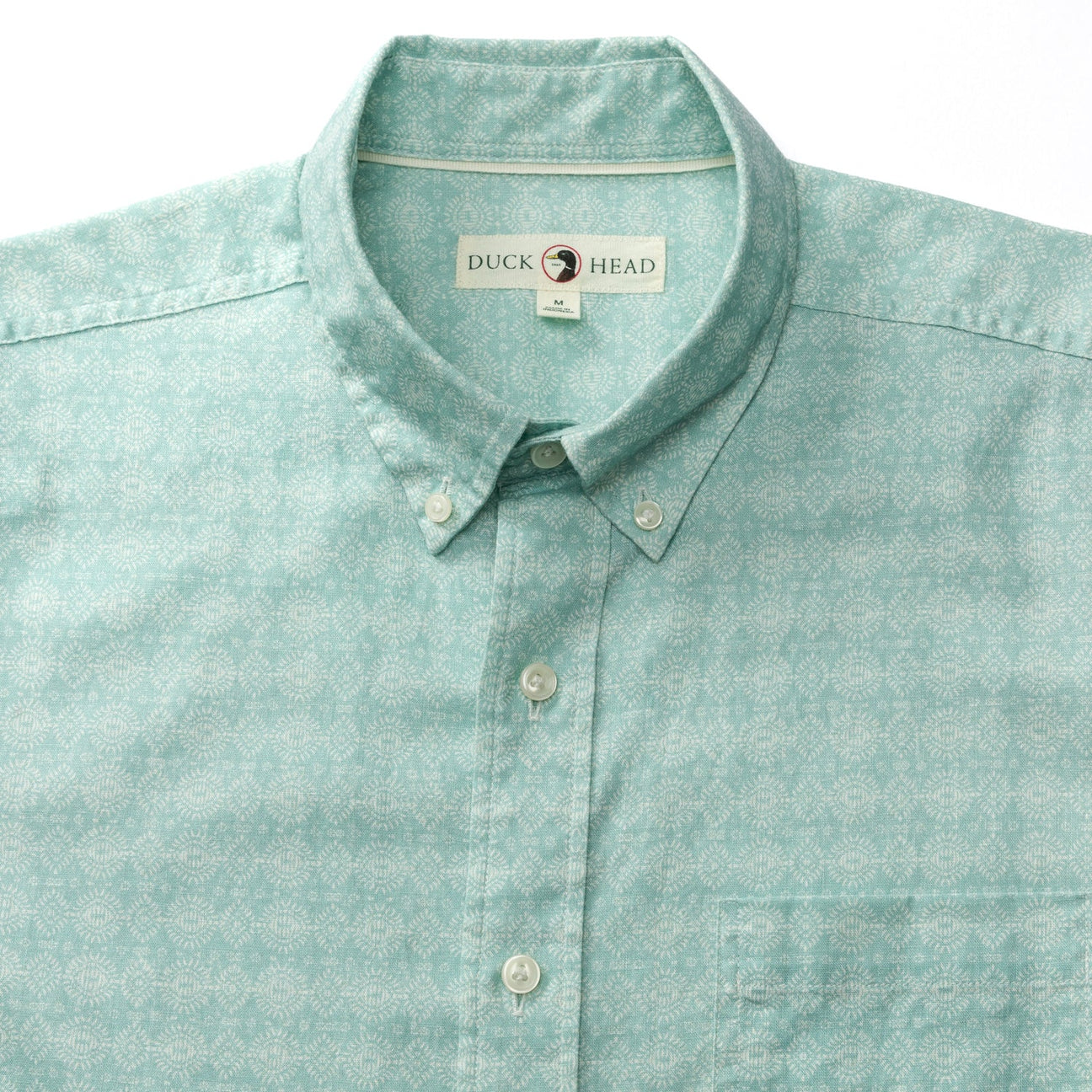 Hillcrest Print Short Sleeve Linen Cotton Oxford Sport Shirt - Marine Blue