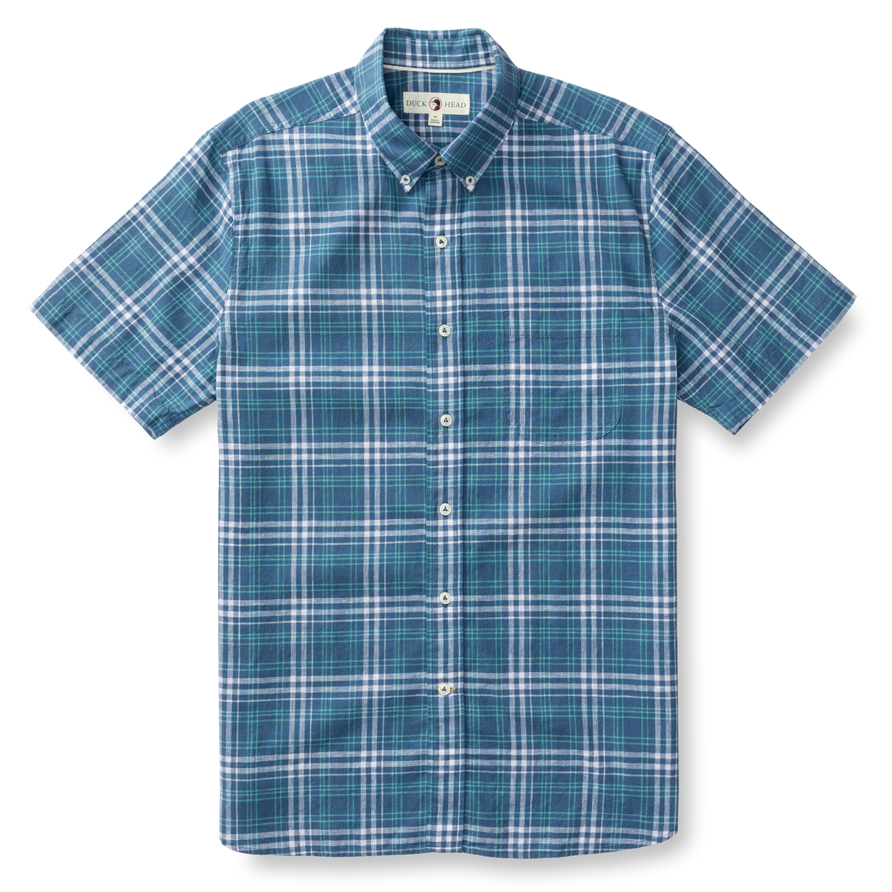 Quinton Plaid Short Sleeve Linen Cotton Oxford Sport Shirt - Shadow Blue