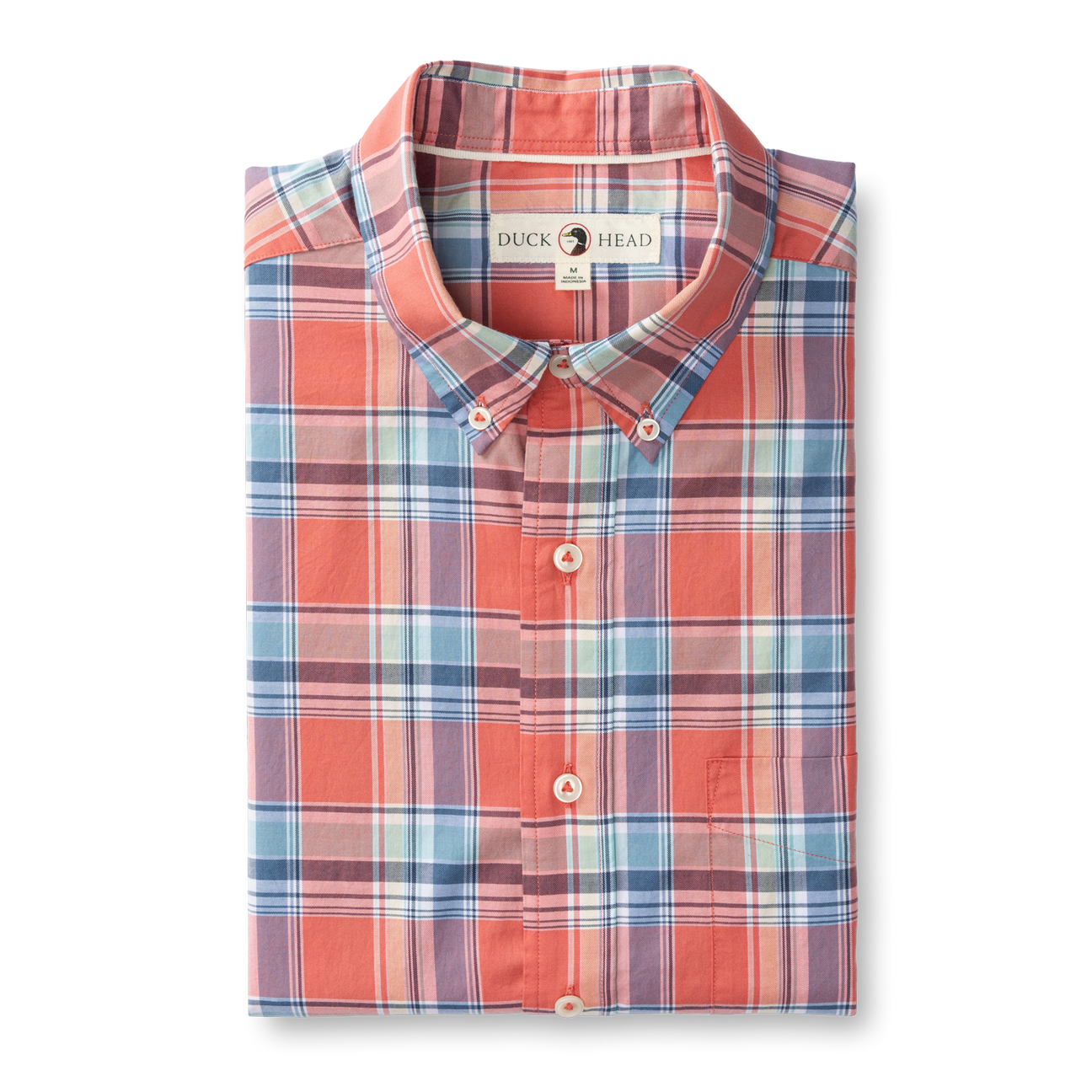 Boone Plaid Cotton Twill Sport Shirt - Sunwashed Red
