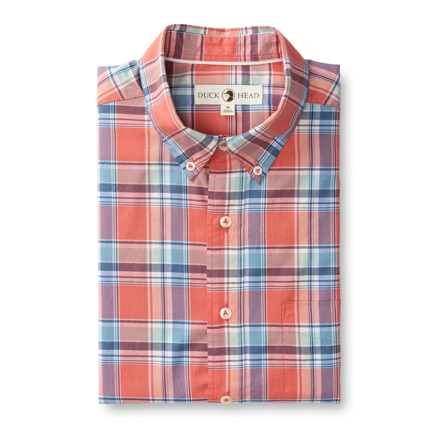 Boone Plaid Cotton Twill Sport Shirt - Sunwashed Red