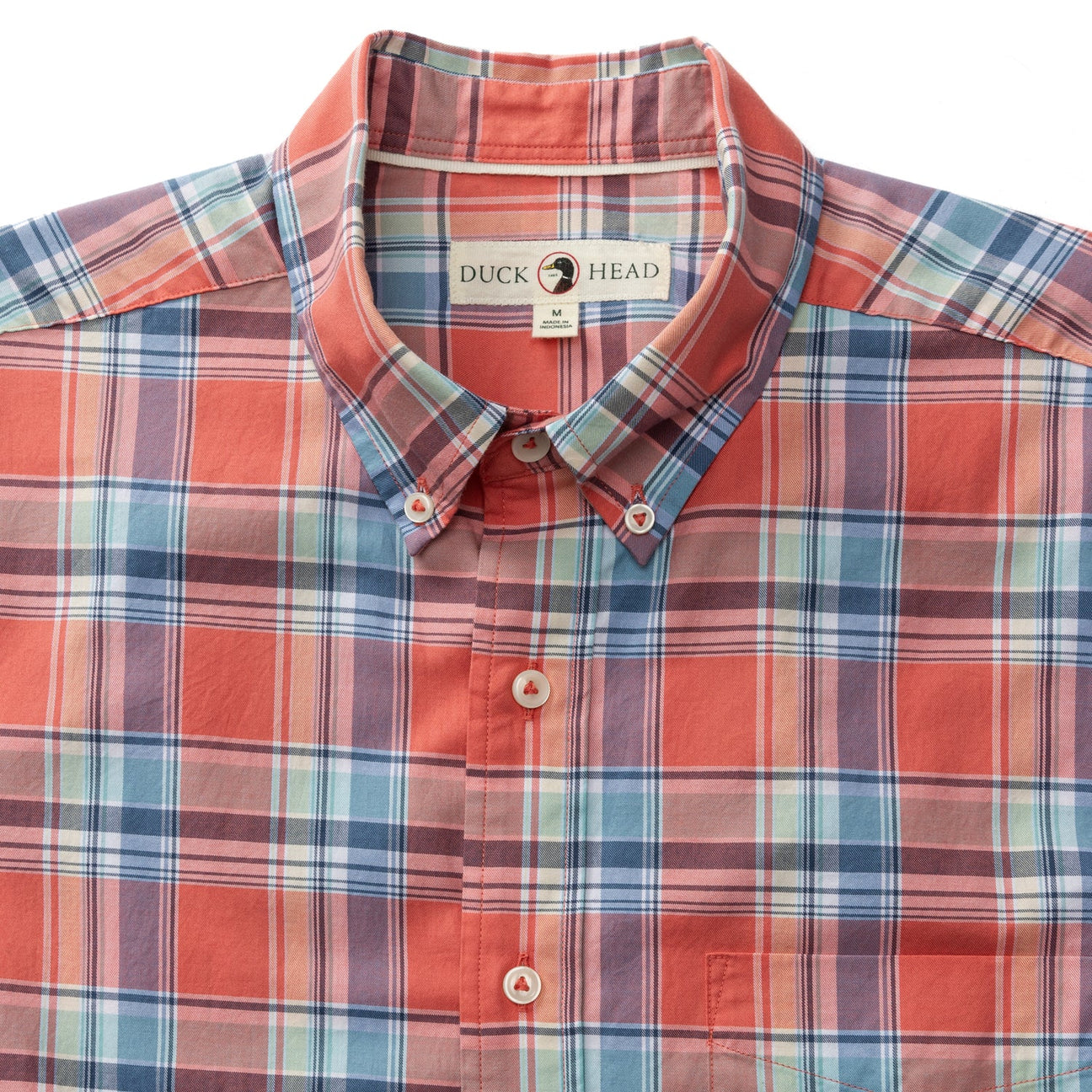 Boone Plaid Cotton Twill Sport Shirt - Sunwashed Red