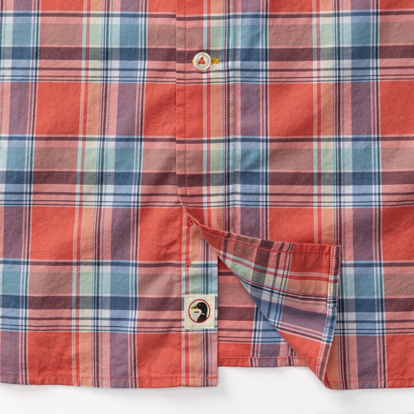 Boone Plaid Cotton Twill Sport Shirt - Sunwashed Red