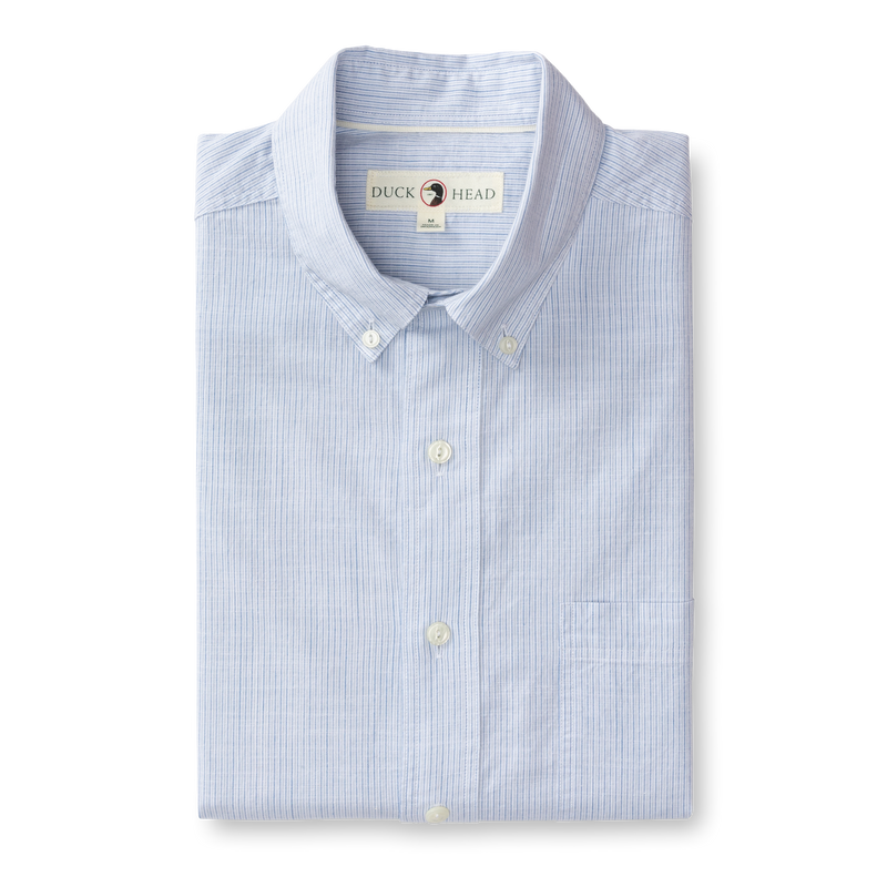 Donovan Stripe Cotton Slub Sport Shirt - Light Blue