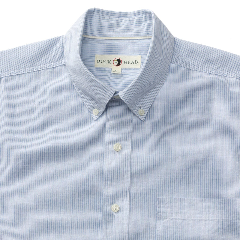 Donovan Stripe Cotton Slub Sport Shirt - Light Blue