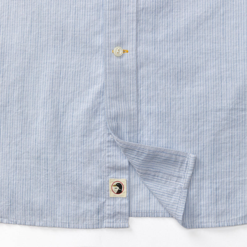 Donovan Stripe Cotton Slub Sport Shirt - Light Blue