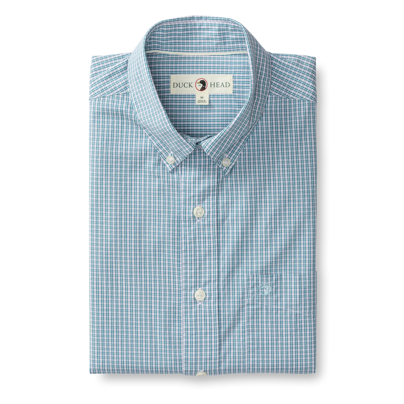 Ferry Plaid Cotton Poplin Sport Shirt - Pastel Blue