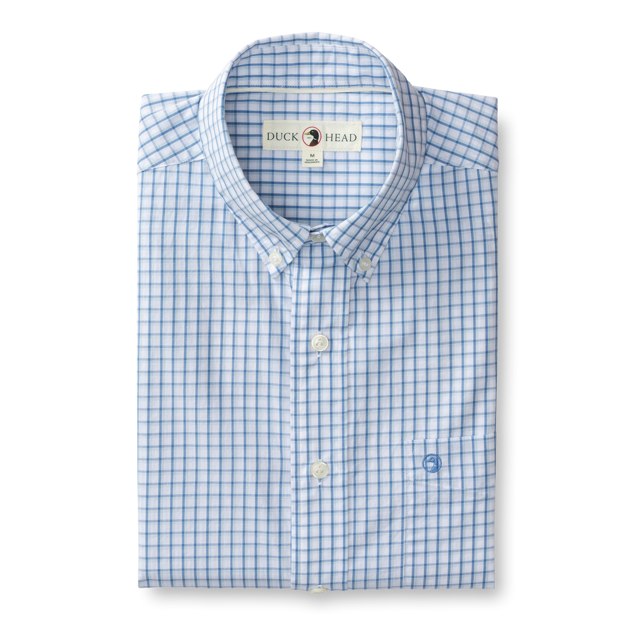 Edgewood Plaid Cotton Poplin Sport Shirt - Lake Blue