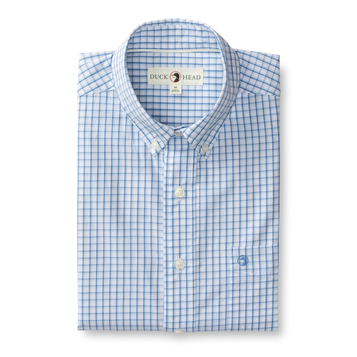 Edgewood Plaid Cotton Poplin Sport Shirt - Lake Blue