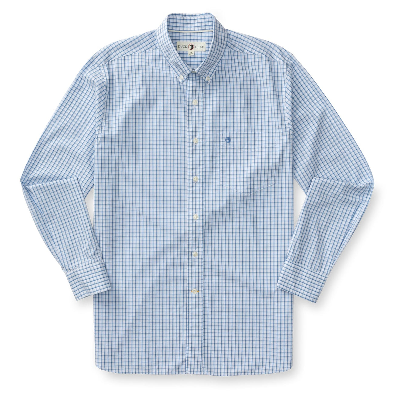 Edgewood Plaid Cotton Poplin Sport Shirt - Lake Blue