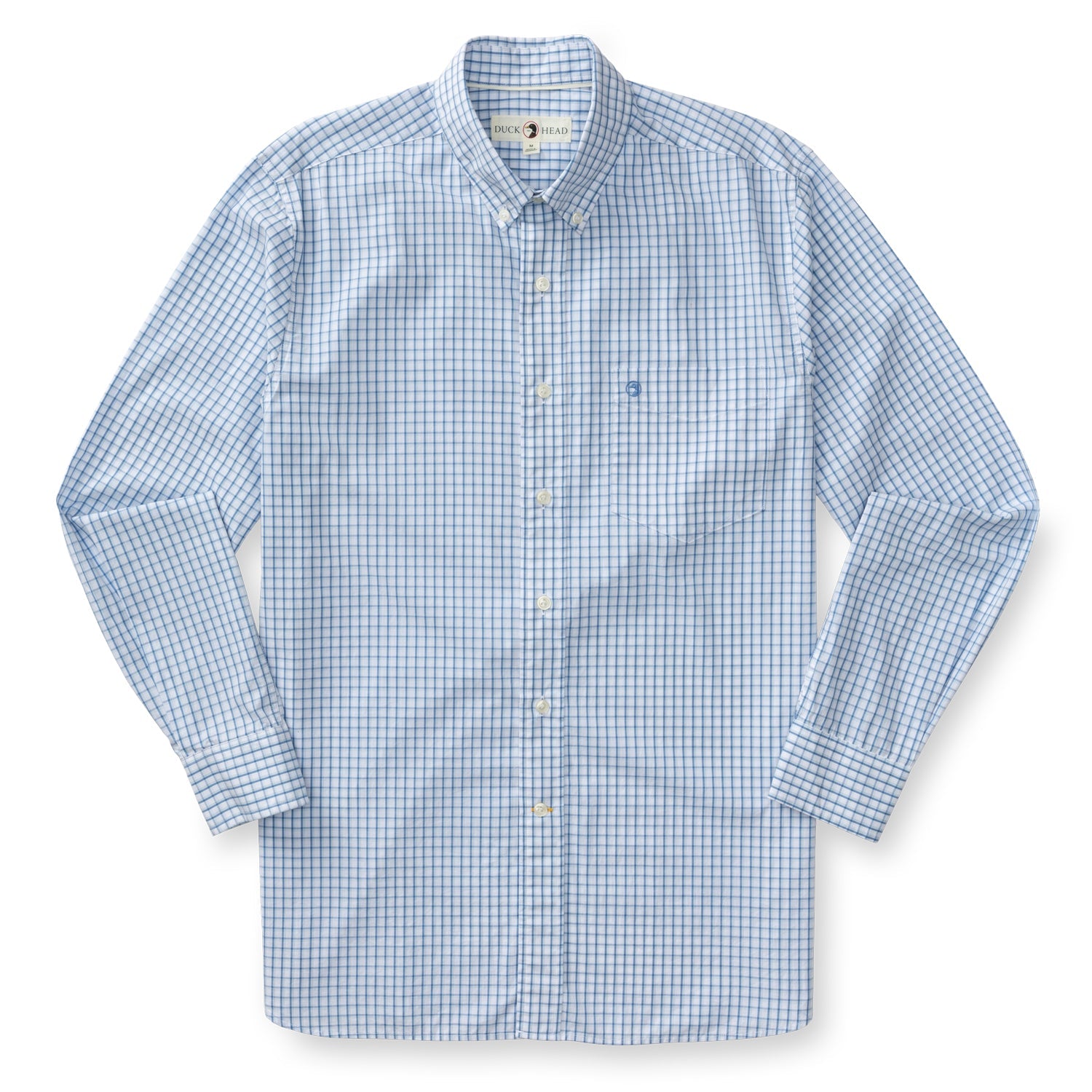 Edgewood Plaid Cotton Poplin Sport Shirt - Lake Blue