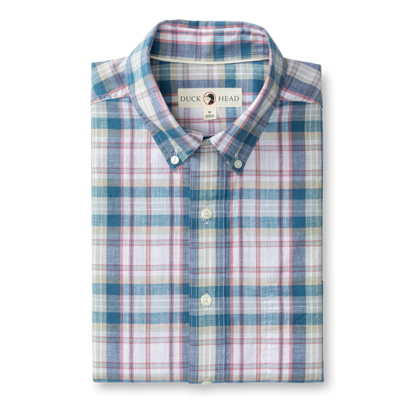 Owens Plaid Cotton Slub Sport Shirt - Shadow Blue
