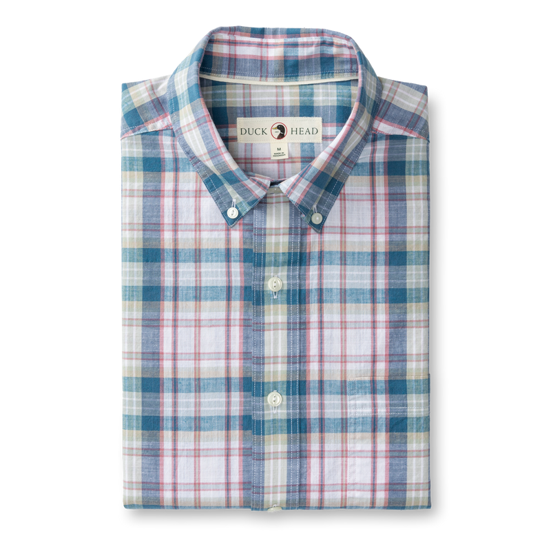 Owens Plaid Cotton Slub Sport Shirt - Shadow Blue
