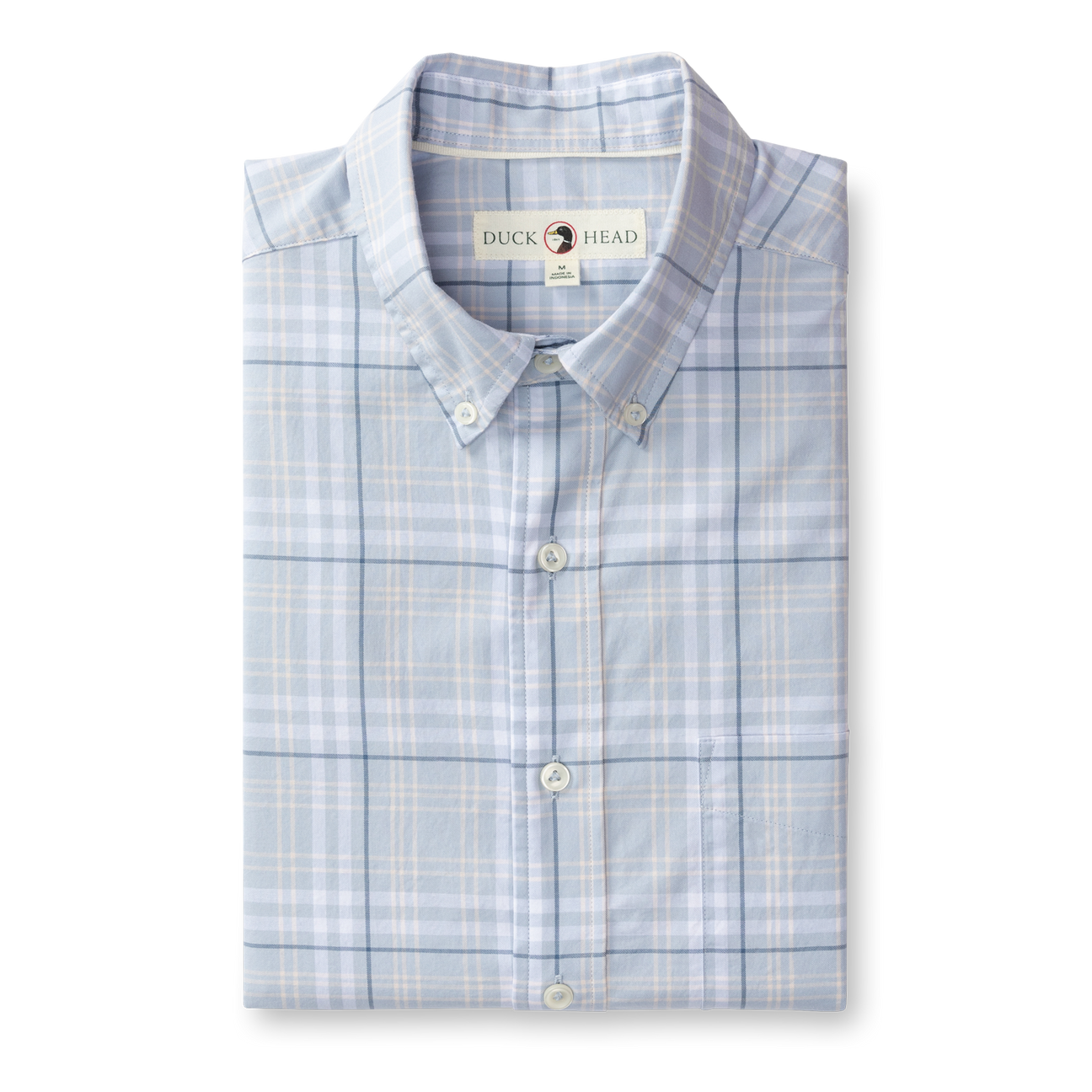 Linville Plaid Cotton Twill Sport Shirt - Light Blue