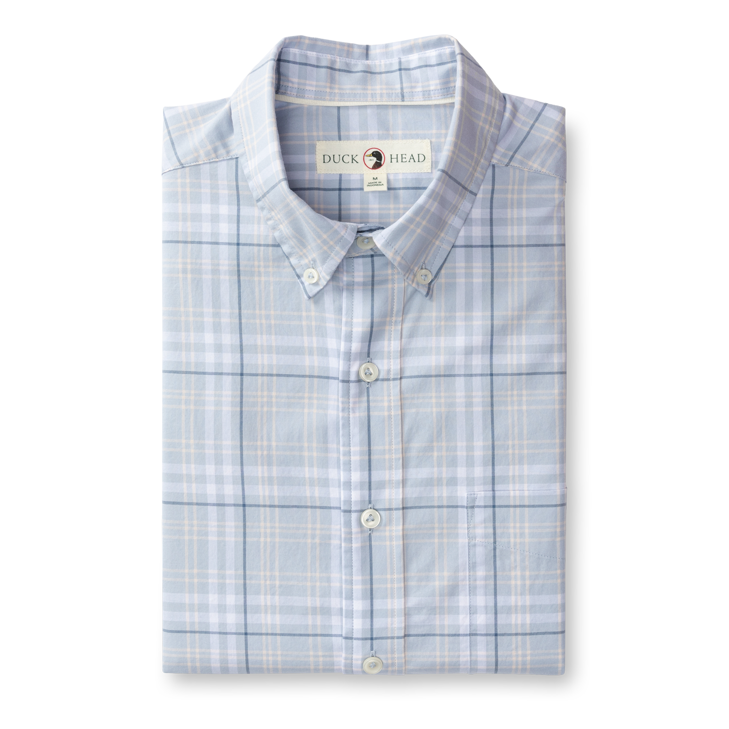 Linville Plaid Cotton Twill Sport Shirt - Light Blue