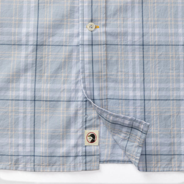 Linville Plaid Cotton Twill Sport Shirt - Light Blue