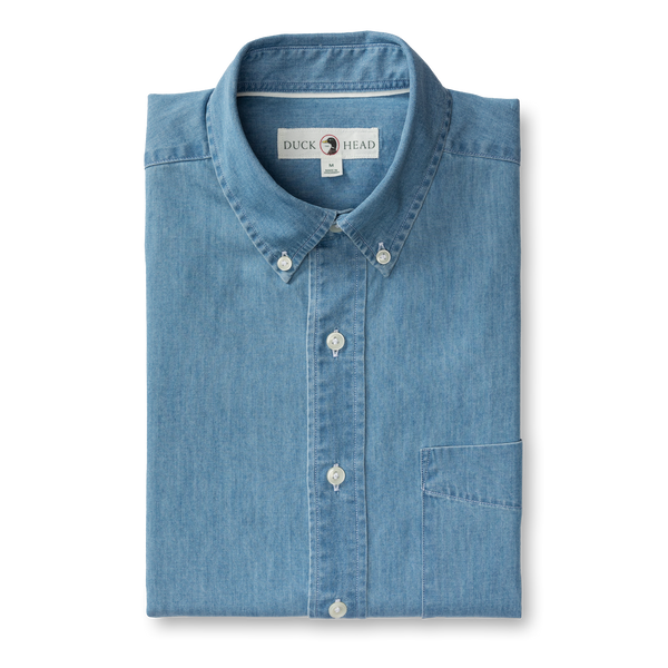 Dustin Solid Denim Twill Sport Shirt - Denim