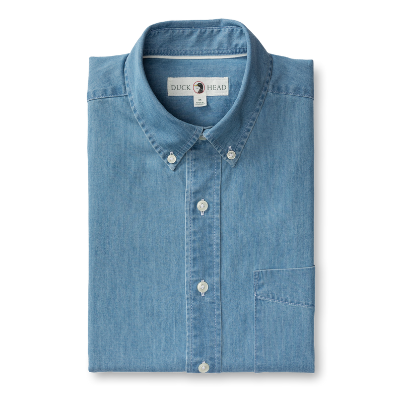 Dustin Solid Denim Twill Sport Shirt - Denim