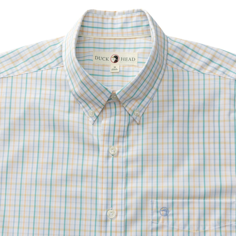 Gaston Plaid Performance Poplin Sport Shirt - Faded Peach