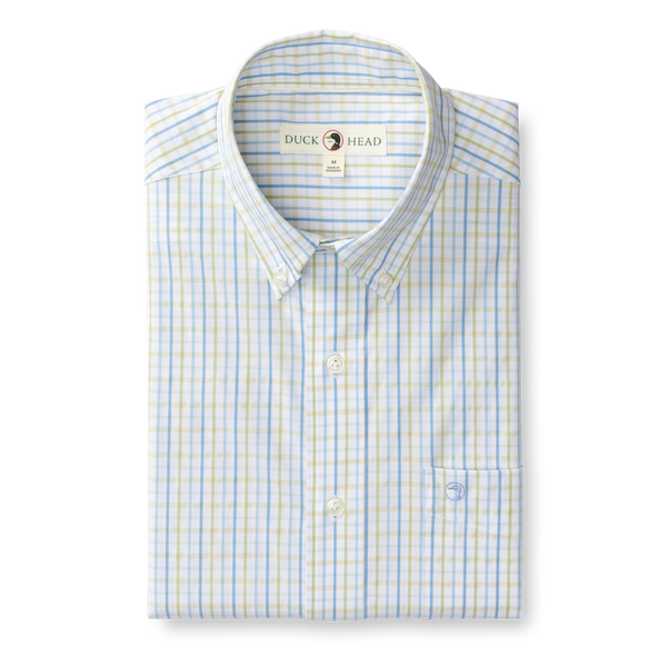 Gaston Plaid Performance Poplin Sport Shirt - Pear Green