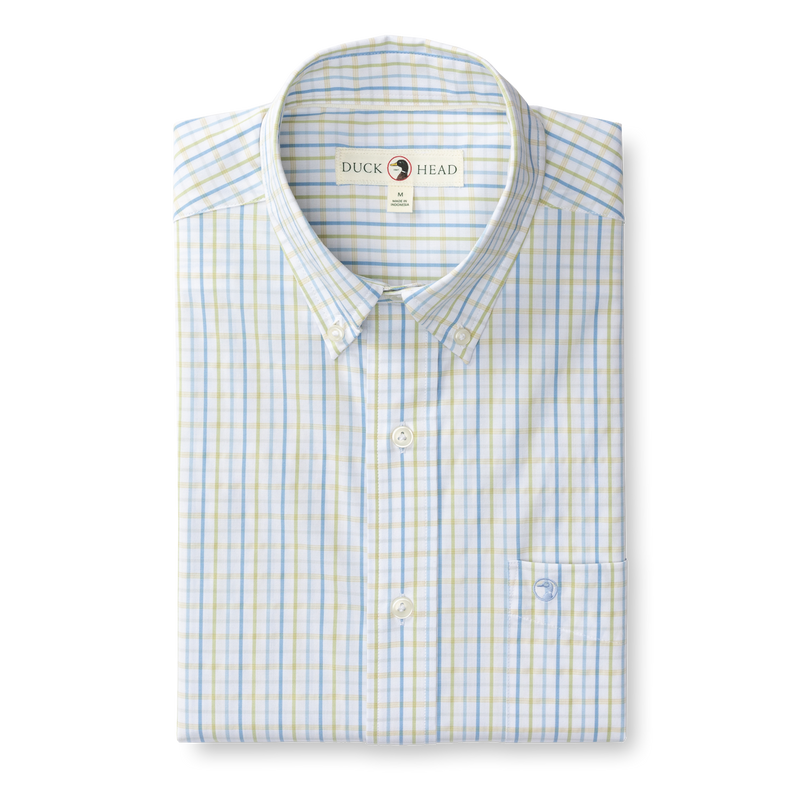 Gaston Plaid Performance Poplin Sport Shirt - Pear Green