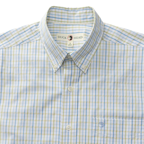 Gaston Plaid Performance Poplin Sport Shirt - Pear Green