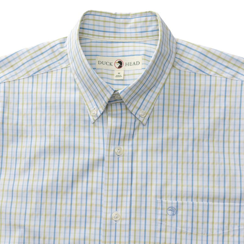 Gaston Plaid Performance Poplin Sport Shirt - Pear Green