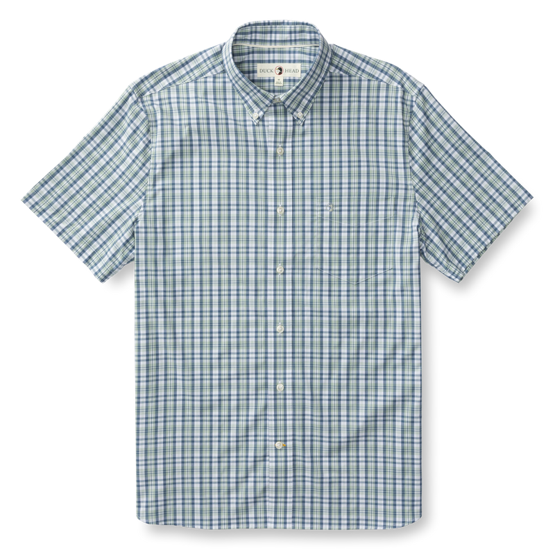 Cobble Plaid Short Sleeve Performance Poplin Sport Shirt - Shadow Green