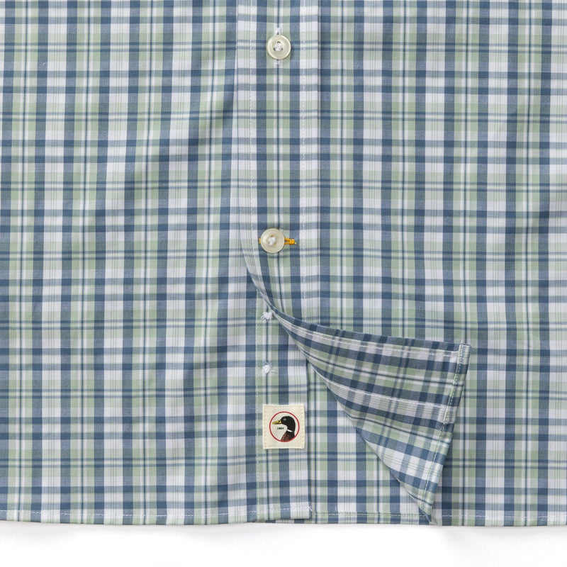 Cobble Plaid Short Sleeve Performance Poplin Sport Shirt - Shadow Green