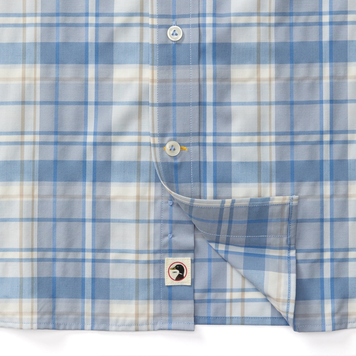 Marina Plaid Short Sleeve Performance Poplin Sport Shirt - Light Blue