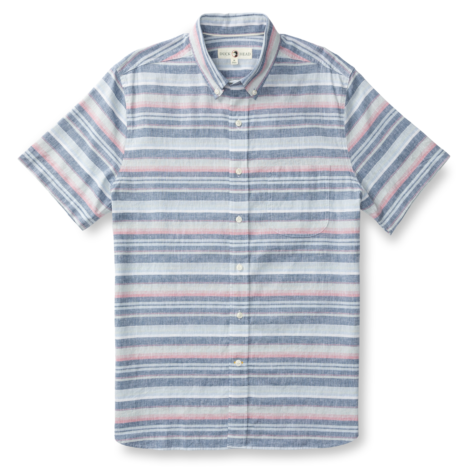 Gardner Stripe Short Sleeve Linen Cotton Oxford Sport Shirt - Shadow Blue