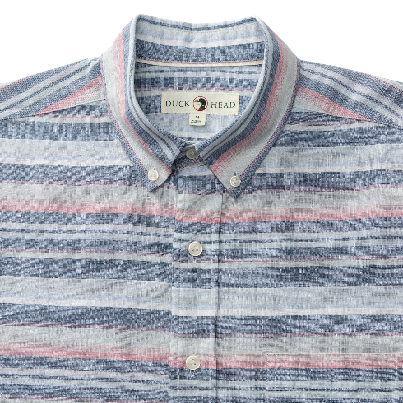 Gardner Stripe Short Sleeve Linen Cotton Oxford Sport Shirt - Shadow Blue