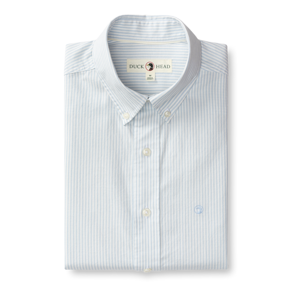 Collins Stripe Cotton Oxford Sport Shirt - Light Blue