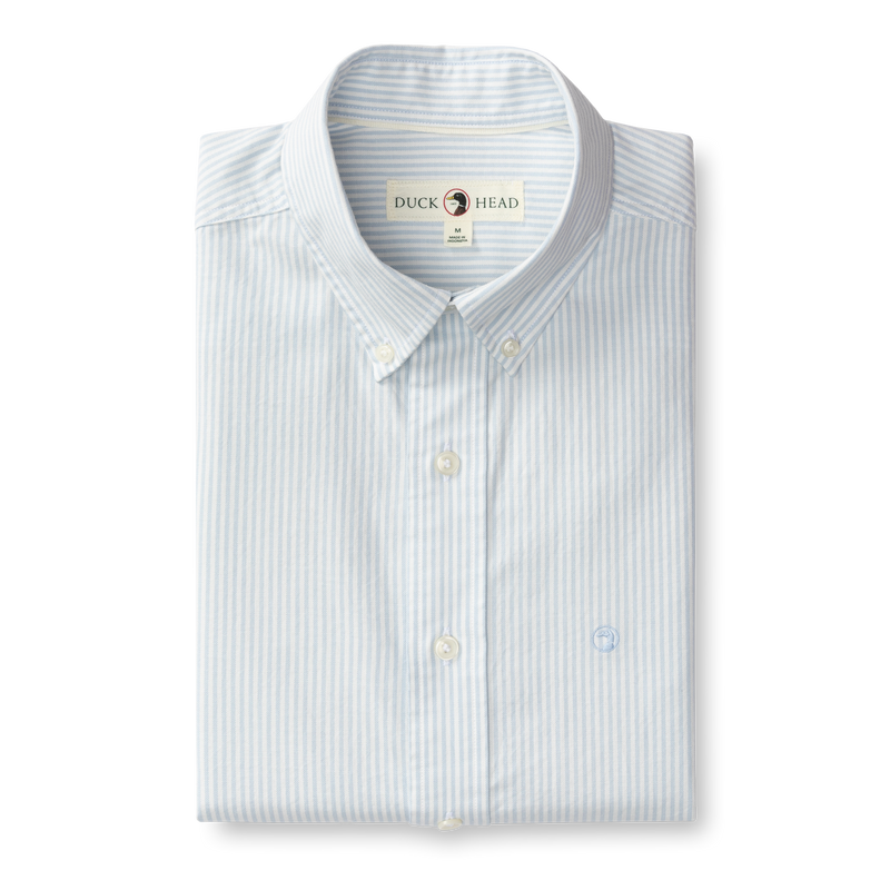 Collins Stripe Cotton Oxford Sport Shirt - Light Blue