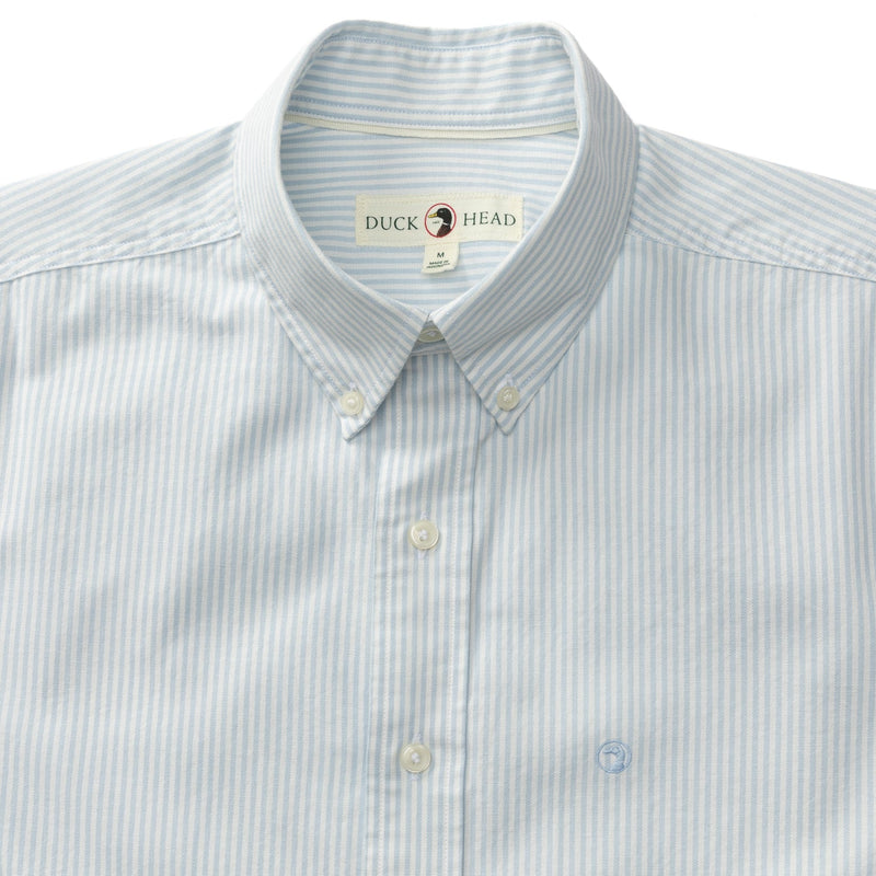 Collins Stripe Cotton Oxford Sport Shirt - Light Blue