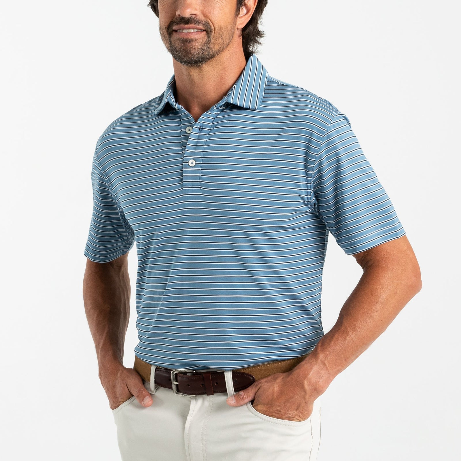 Long Drive Stripe Performance Polo