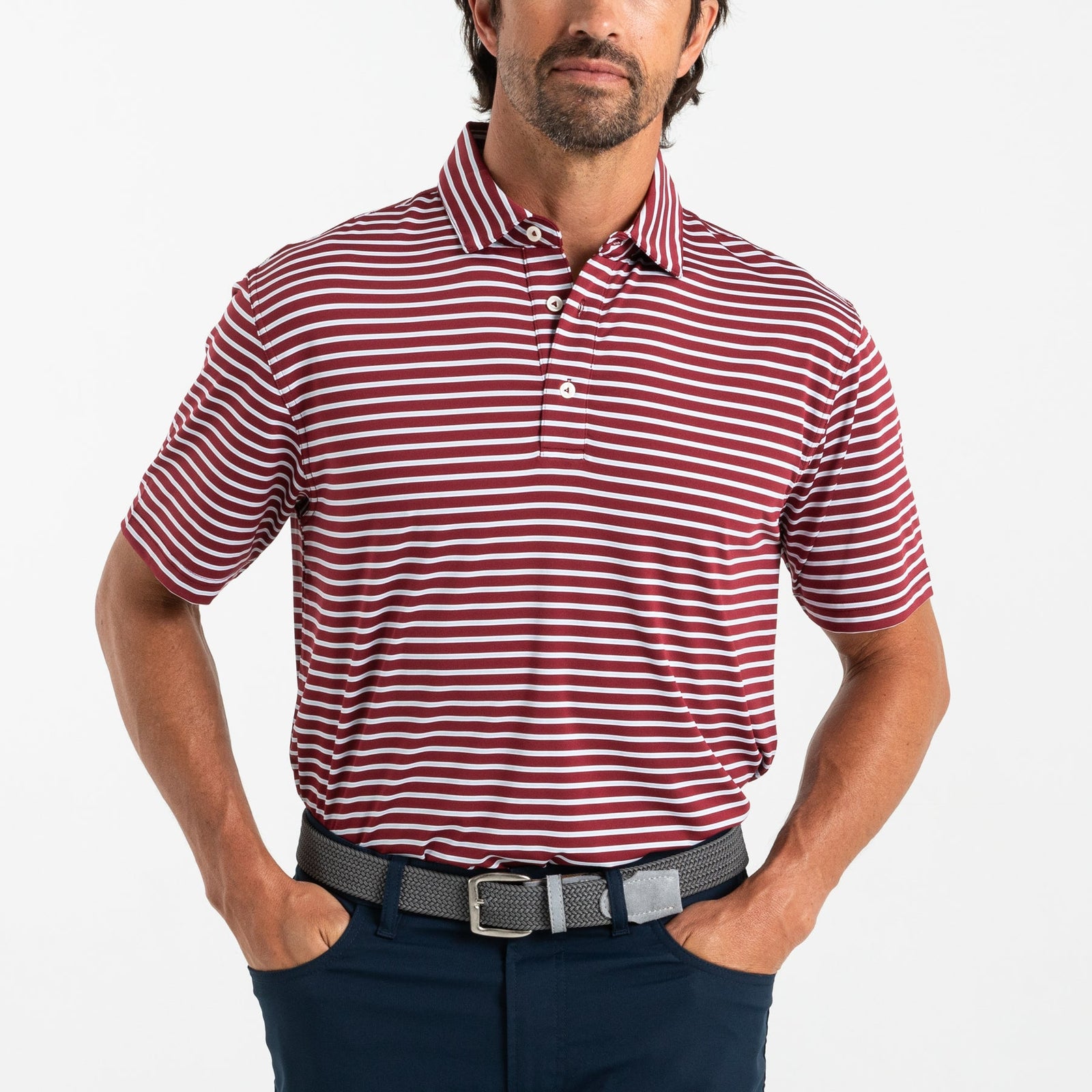 Long Drive Stripe Performance Polo