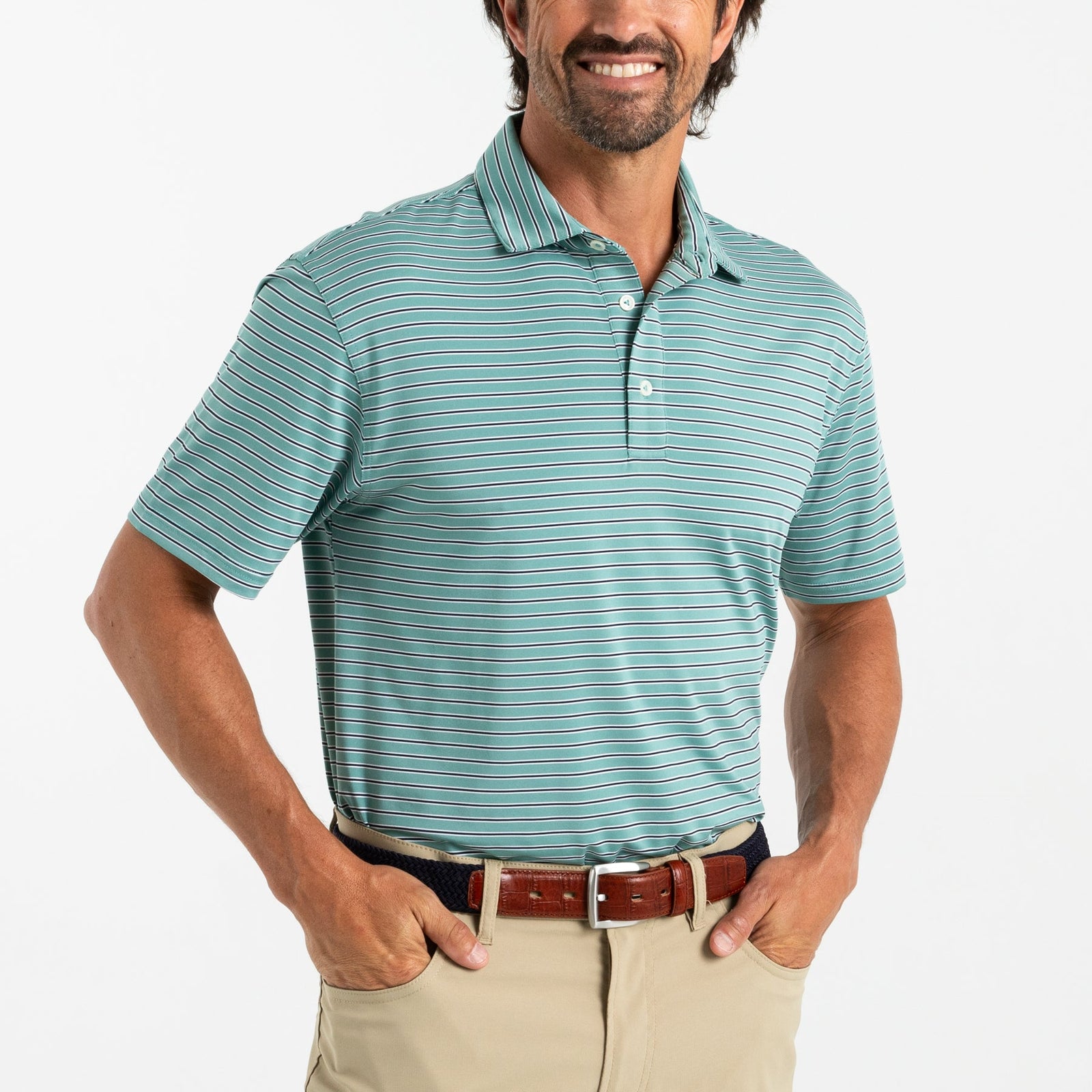 Long Drive Stripe Performance Polo