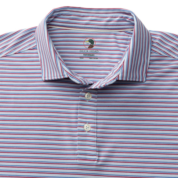 Wharf Stripe Summerford Performance Jersey Polo - Light Blue