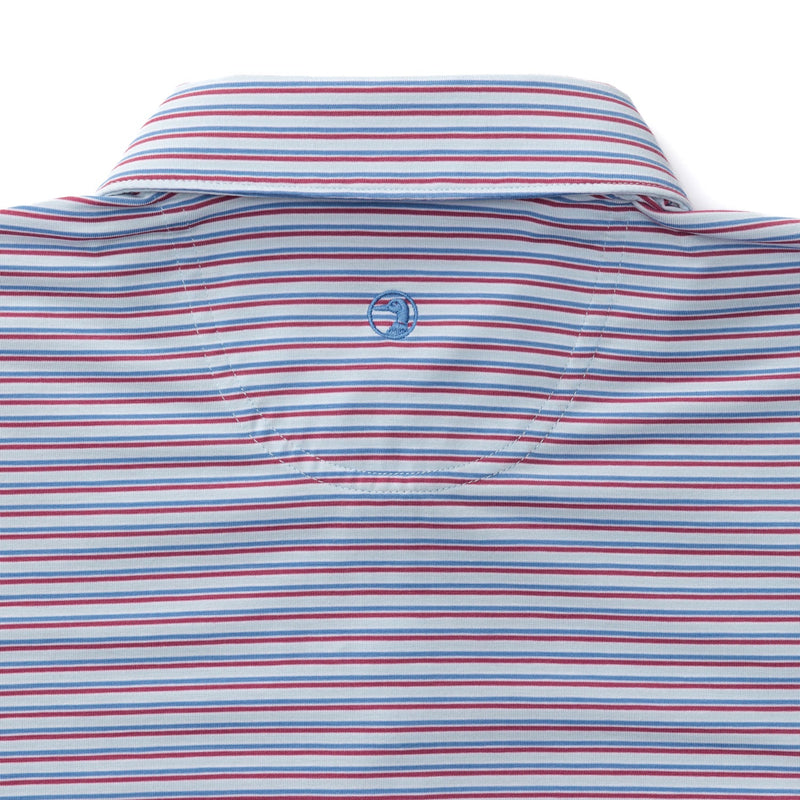Wharf Stripe Summerford Performance Jersey Polo - Light Blue