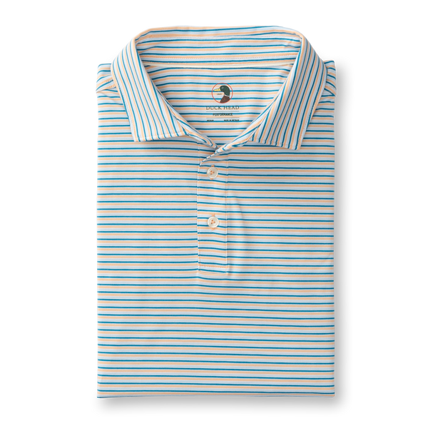 Wharf Stripe Summerford Performance Jersey Polo - Faded Peach