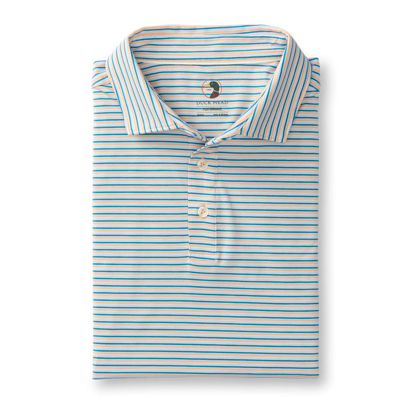 Wharf Stripe Summerford Performance Jersey Polo - Faded Peach