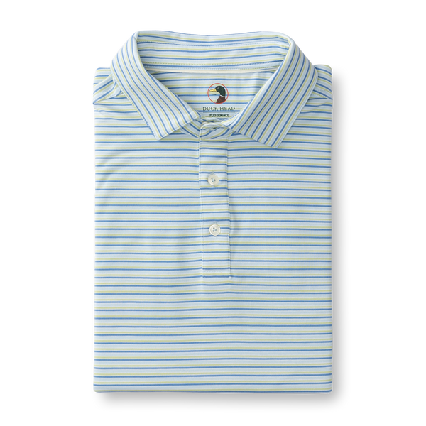 Wharf Stripe Summerford Performance Jersey Polo - Pear Green